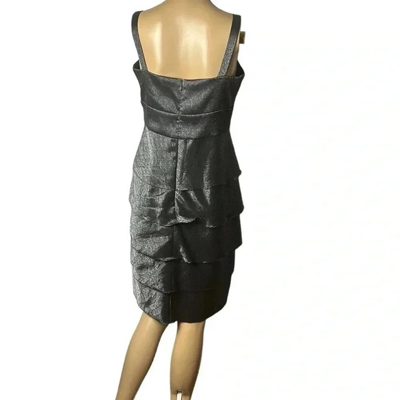 Black shimmer halter dress,Tiered,beaded,empire waist,gala,NYE, 6P , Laura - Picture 3 of 16